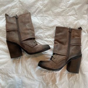 fergie brand brown heeled booties